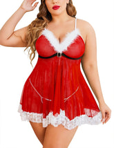 Conjunto de lencería navideña de talla grande de Avidlove, camisones de Papá Noel, babydoll de malla, ropa de dormir