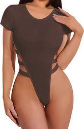 Avidlove Bodysuit Cut Out Short Sleeve Body Suits Leotard Tops Casual Daily Outfits T Shirts S-XXL