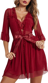 Camisón tipo kimono de malla de Avidlove, lencería tipo babydoll