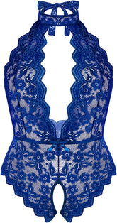 Body de lencería de talla grande Avidlove de una pieza con escote en V profundo y encaje Babydoll de 16 a 24 años