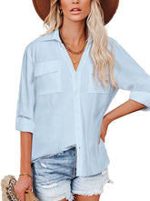 Camisa de manga larga con cuello en V