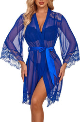 Bata de lencería Avidlove, bata tipo kimono de encaje, bata de baño, camisón tipo babydoll