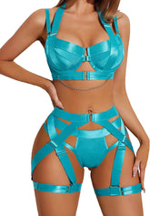 Conjunto de lencería Avidlove, lencería con tiras, sujetador push up con aros, conjunto de liga, lencería con cadena