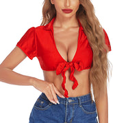 Avidlove Dessous für bauchfreies Top zum Binden, Shrug, Cosplay-Shirt, kurzärmliges Bolero-Cardigan