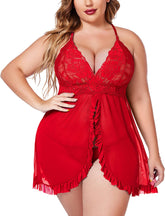 Lencería de talla grande Avidlove para camisón de encaje tipo babydoll, ropa de dormir de malla