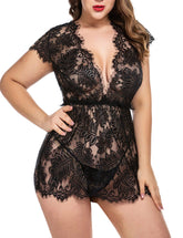 Babydoll de encaje con pestañas de Avidlove Lingerie, ropa de dormir con escote en V profundo, camisones transparentes de malla