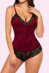 Avidlove Satin Dessous Body Teddy Einteiler Spitze Babydoll Kurzer Pyjama