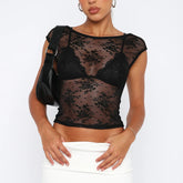 Camiseta de malla con espalda abierta