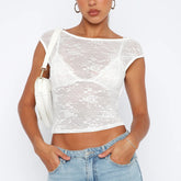 Camiseta de malla con espalda abierta