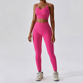 Conjunto de camiseta sin mangas y leggings para entrenamiento sin costuras