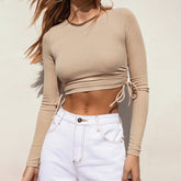 Langärmliges, gerüschtes Oberteil