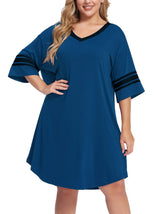 V-neck Sleepshirts Pajama Dress