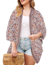 Boho Floral Print Ruffle Cardigan