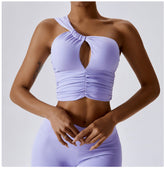 Sport-BH mit One-Shoulder-Träger und Rüschen