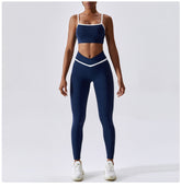 Conjunto de sujetador y leggings deportivos con bloques de color