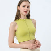 Top corto sin mangas con cremallera en la parte delantera