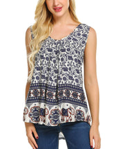 Blusa sin mangas con estampado floral y camisa plisada