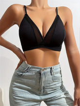 Bequemer, atmungsaktiver BH aus kontrastierendem Netzstoff, bügelloser Push-Up-BH, Schwarz