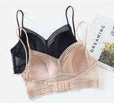 Rückenfreier trägerloser BH Push Up Plus Size Bralette Wireless Spitze Dünne Punkte