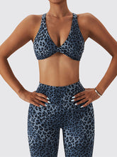 Leopard Twist Cross Back Yoga Bra