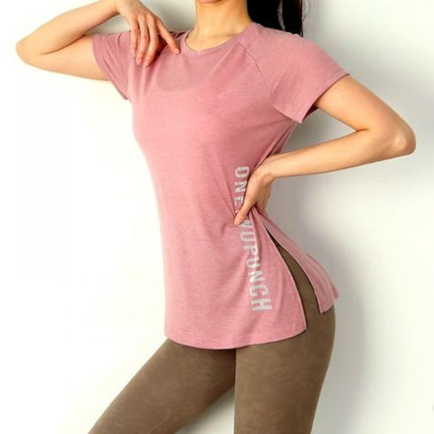 Locker sitzendes Sport- und Yoga-T-Shirt mit Rundhalsausschnitt für Damen