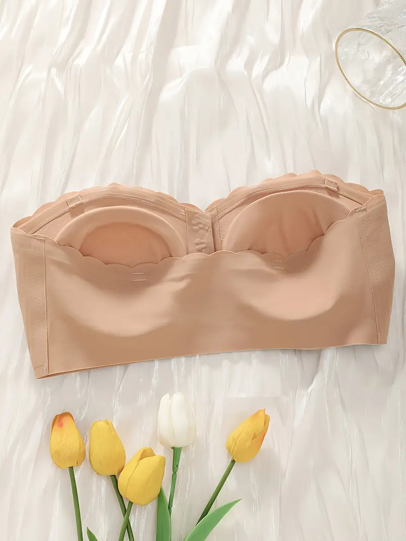 Front Closure Wireless Strapless Bra Pink