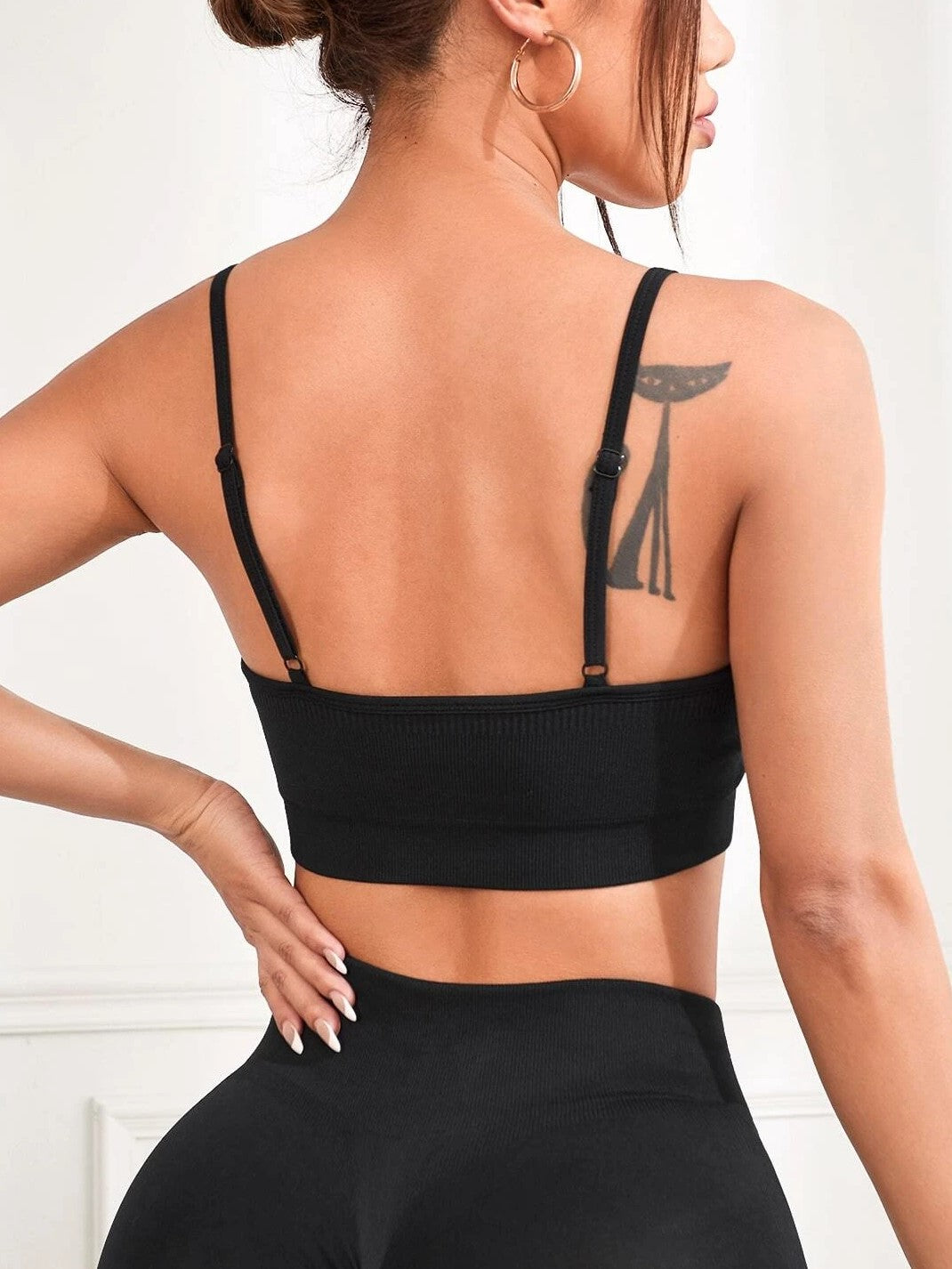 Seamless Sexy Outdoor Sports Solid Color Ribbed Knit Sports Bra