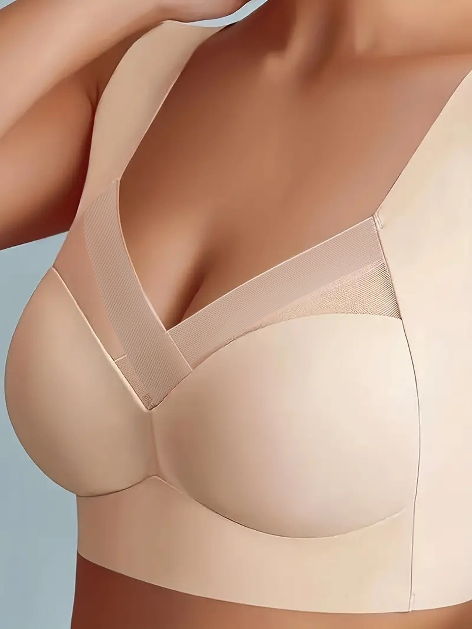 Damen Mesh Seamless Smooth Comfort Bügelloser BH Beige