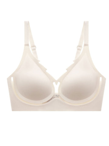 Seamless Hollow Out Soft Support Wireless Gathering Splice Breathable Bra