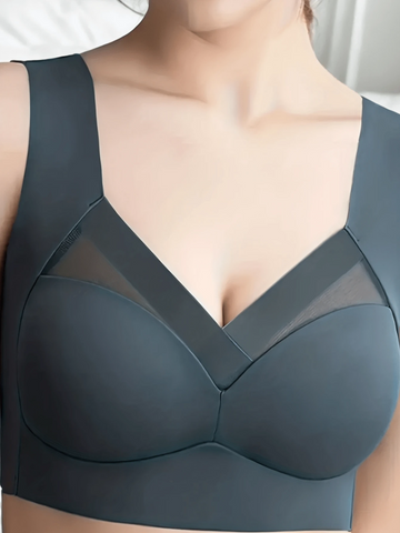 Women's Mesh Seamless Smooth Comfort Wire Free Bra Navy