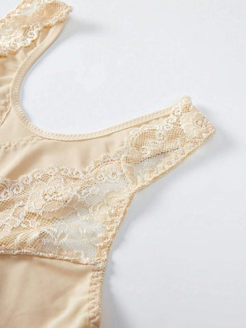 Plus Size Front Closure Lace Butterfly Wireless Bra Beige