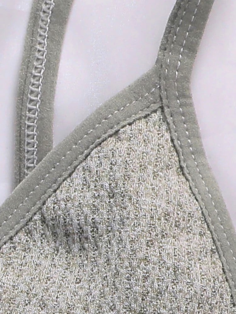 Simple Solid Wireless Bra, Comfy & Breathable Intimates Bra Gray