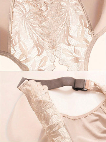 Sexy Lace Comfortable Breathable Front Closure Bra Beige