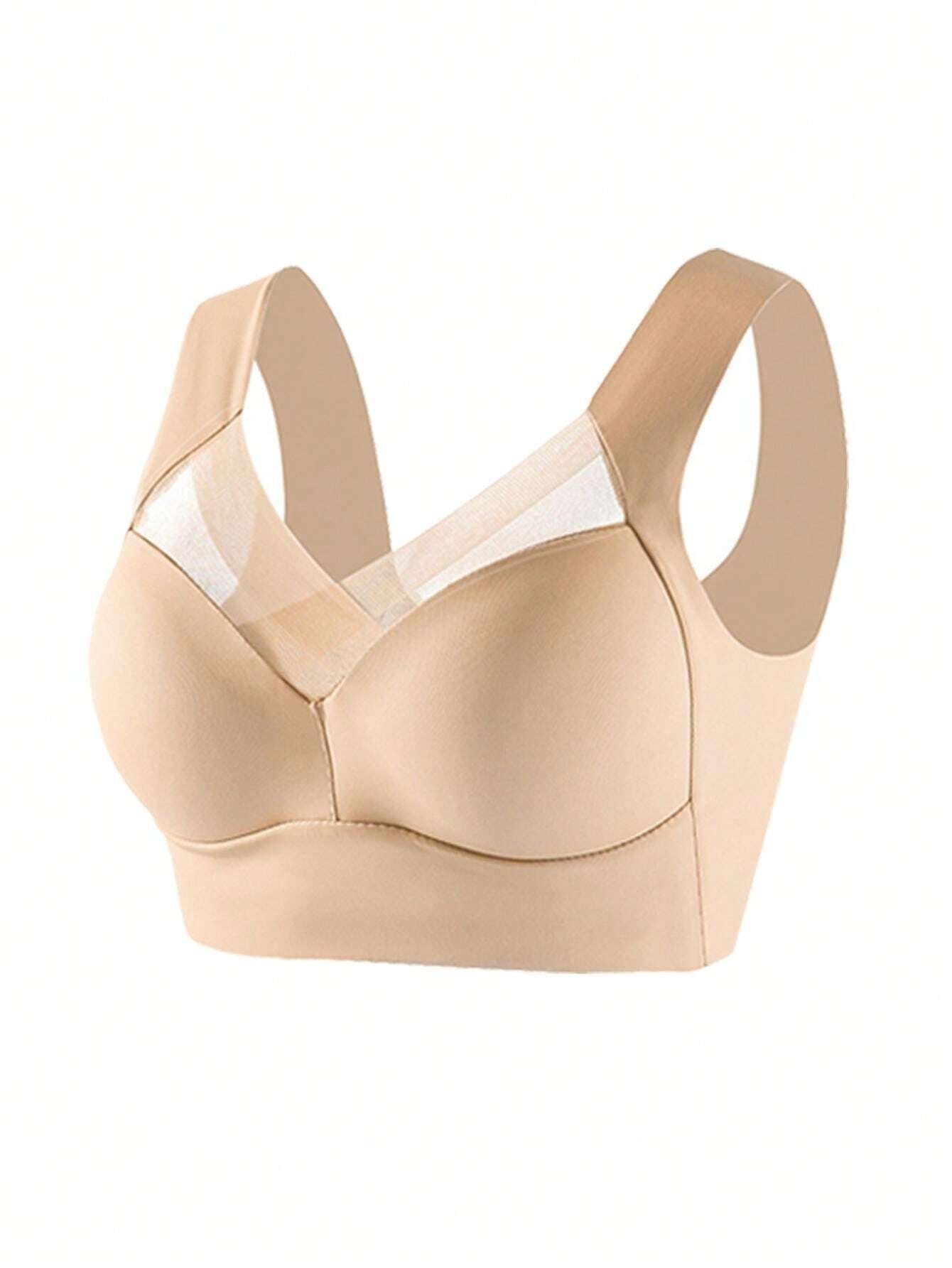 Damen Mesh Seamless Smooth Comfort Bügelloser BH Beige