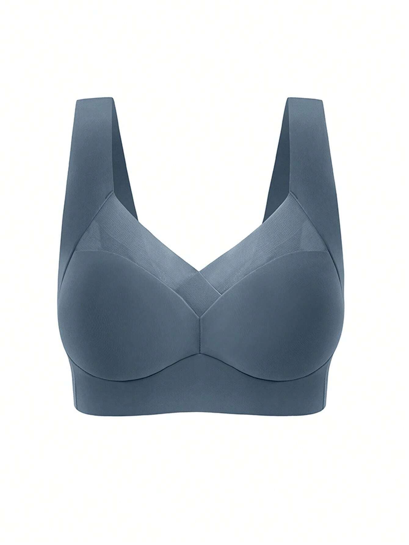 Women's Mesh Seamless Smooth Comfort Wire Free Bra Navy