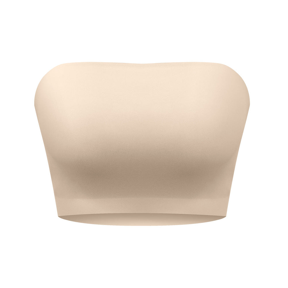 Plain Wireless Strapless Bra Beige