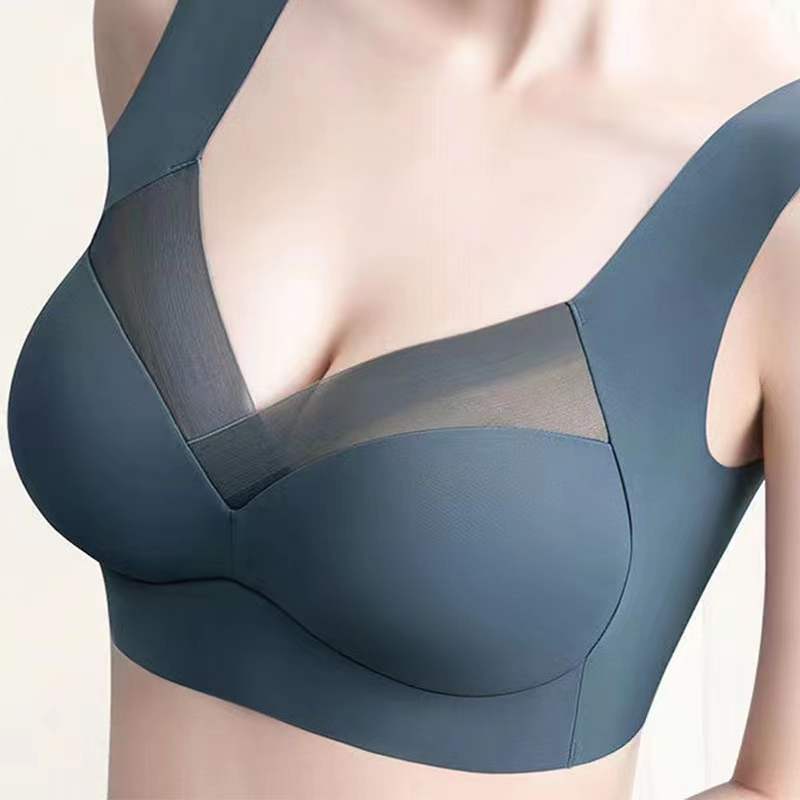 Women's Mesh Seamless Smooth Comfort Wire Free Bra Navy