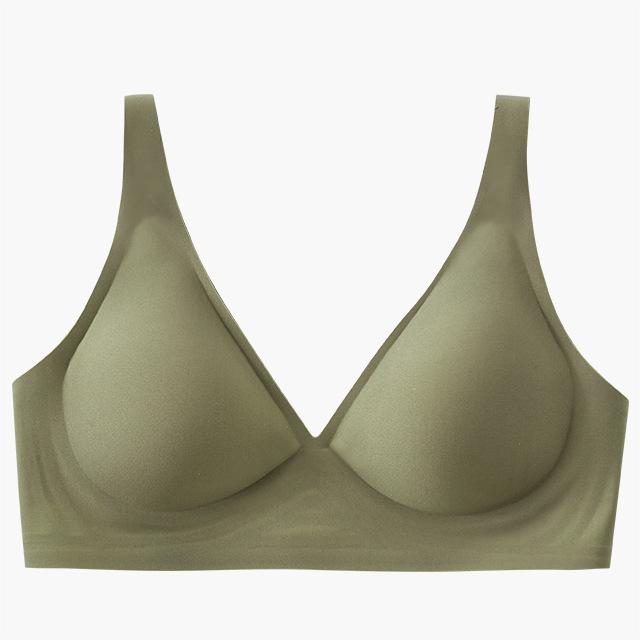 Wirefree Seamless Bra for Women Invisible Deep V Plunge Bra with Removeable Padding Green