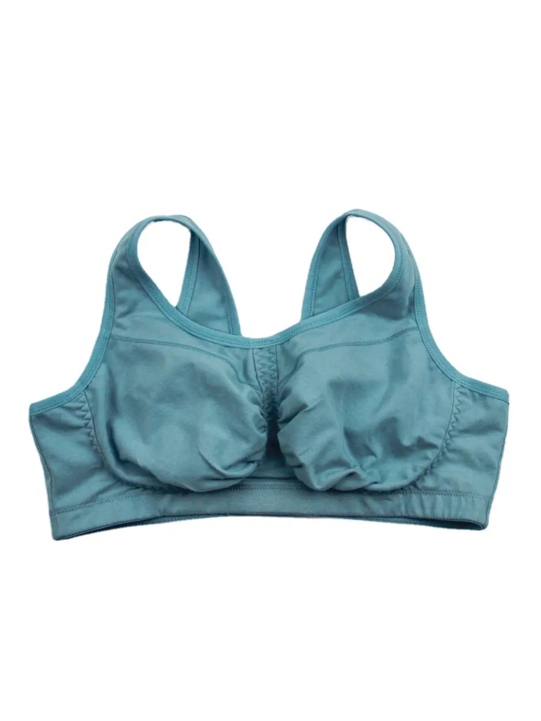 Breathable Wireless Bra Back Close Wide Strap Skyblue