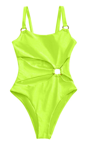 Ring Cutout One-Piece Swimsuit  - Green