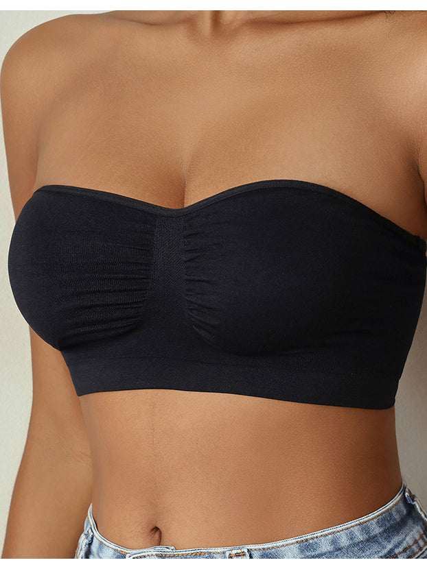 Seamless Backless Comfort Strapless Bra with Ruching