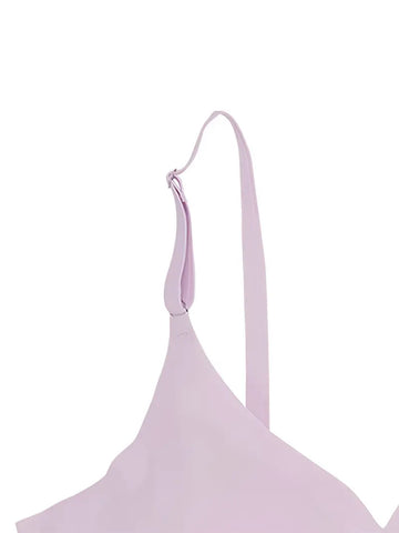 Low Back Seamless Push-up Wireless Bra Purple