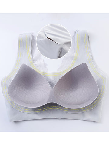 Front Closure Lace Seamless Wireless Bra Padded, Non-Slip, Beautiful Back, Large Sizes Gray