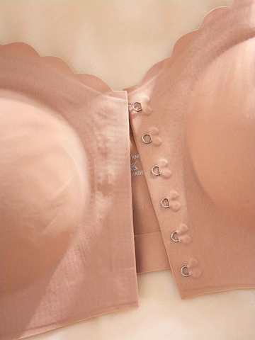 Front Closure Wireless Strapless Bra Pink