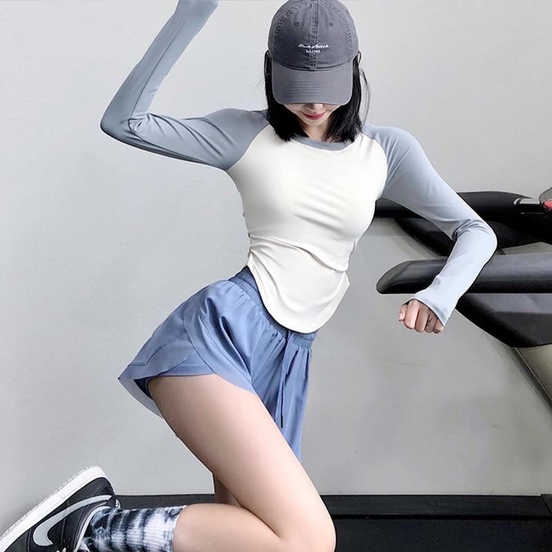 Camisetas de fitness de manga larga sin costuras para mujer