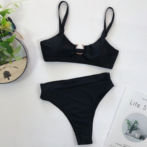 Gelbe gerippte Bikinihose mit Leopardenmuster