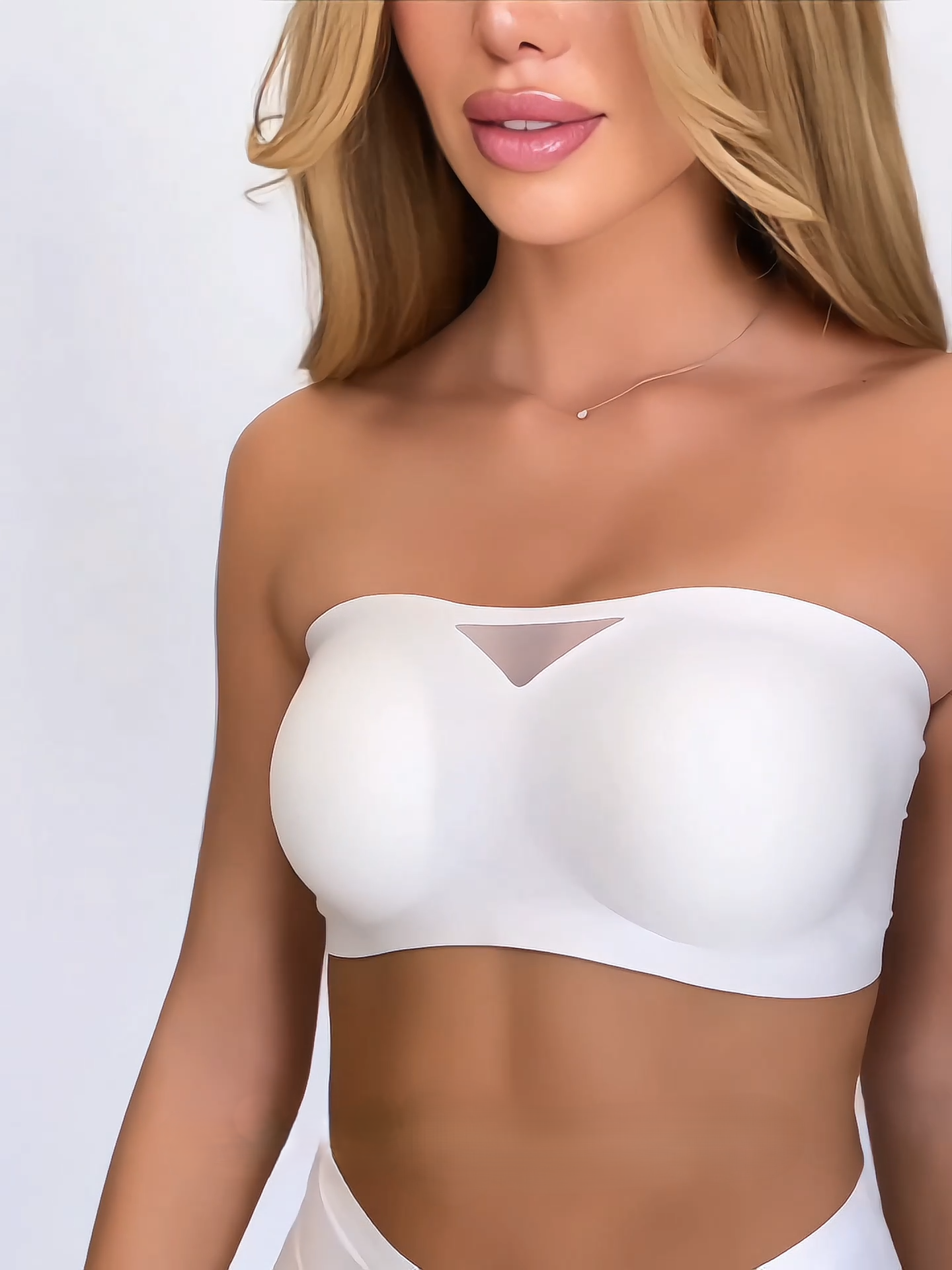 Trägerloser Push-up Tube Top Unsichtbarer BH Weiß