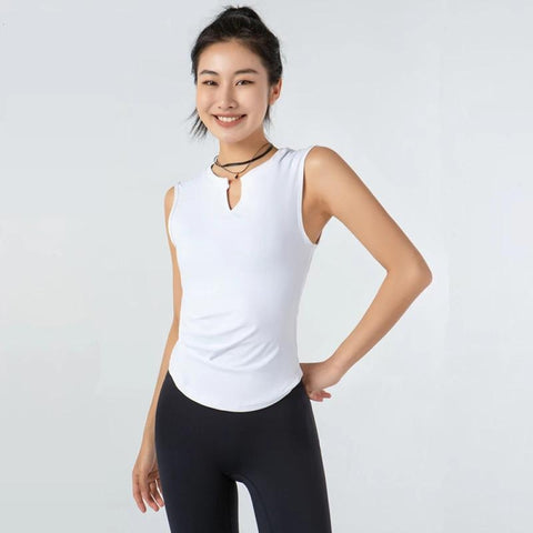 Top de yoga y fitness para mujer sin mangas con cuello en V