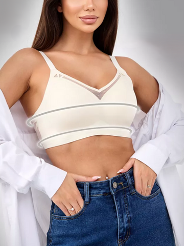 Beautiful Back Push-up Anti-sagging Side Breasts Seamless Wireless Bra White