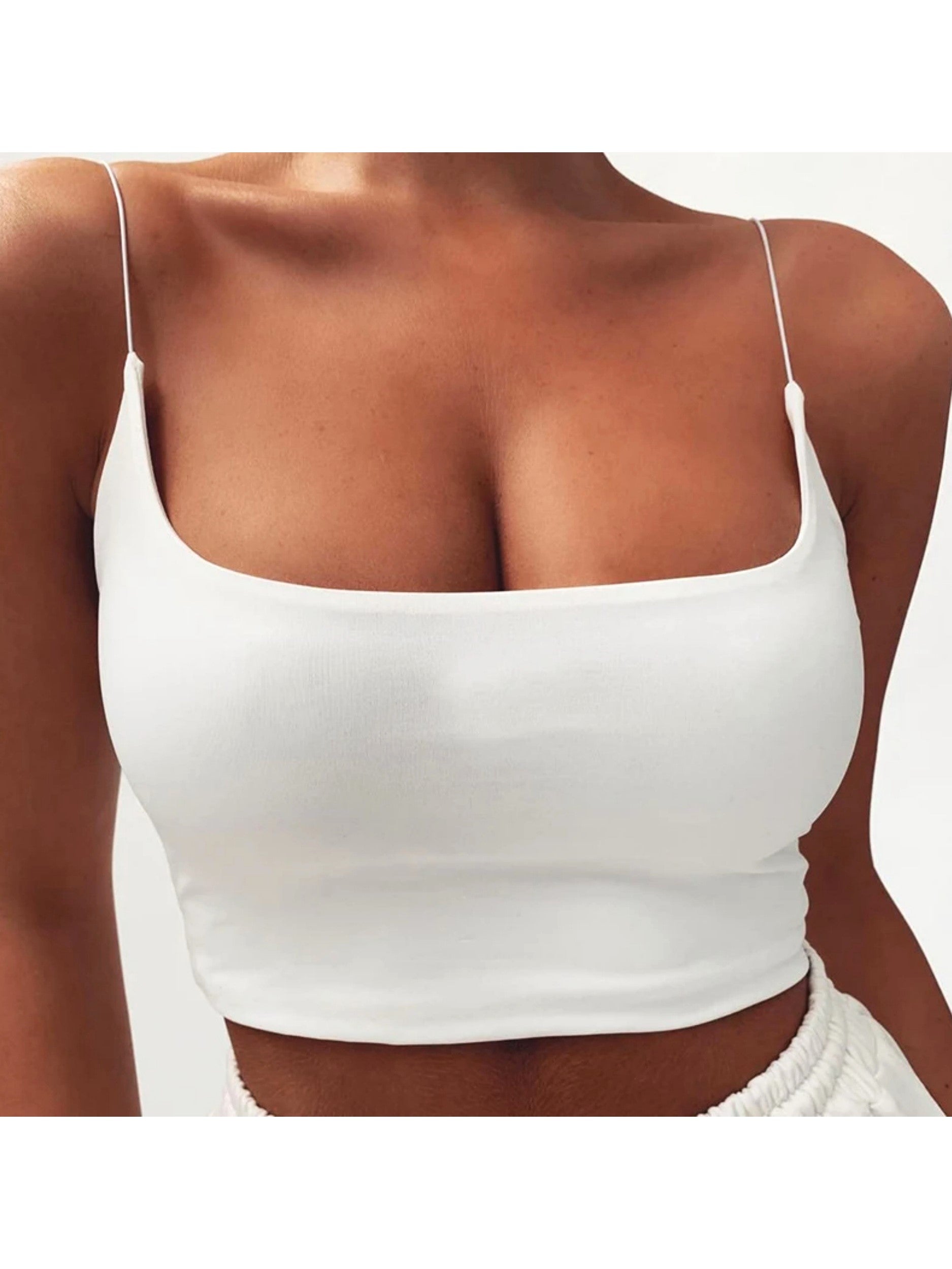 Sexy Solid Color Camis Spaghetti Strap Casual Seamless Bra